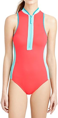 LAPAYA Junior's One Piece Swimsuits Zipper Colorblock Athletic Surf Bathing Suit