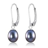 Freshwater Cultured Pearl Drop Earrings Sterling Silver Leverbacks 8mm