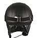 Leather Black Goggles Vintage German Style Half Helmet Motorcycle Biker Cruiser Scooter Touring Helmet