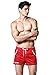 SILKWORLD Men's Running Shorts Pockets Quick-Dry Mesh Beach Shorts, Red, Medium