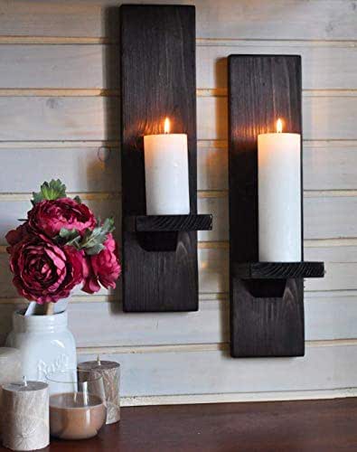 Amazon.com: Wood Candle Holders | Wall Mount Rustic ... on Shelves For Candle Displays id=50562