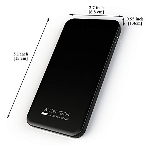 Attom Tech USB-C PD/QC 3.0 Power Bank Dual Fast Charge Molds Quick Charge and Power Delivery, 10000mAh Portable Charge External Battery Pack,Emergency Phone Power Backup