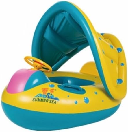 Nearly Mother and Baby Pool Float, Baby Swimming Ring, Baby Inflatable Pool Float with Removable Canopy (1)