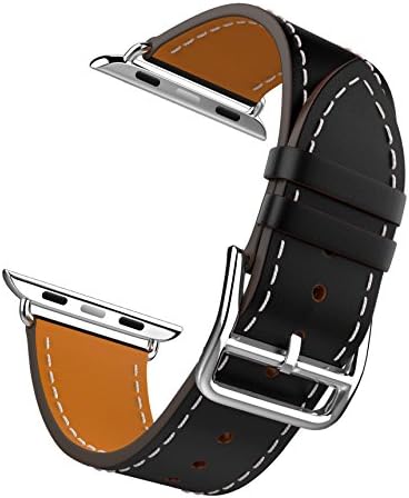 Apple Watch Band Voken Series 1,Series 2,Series 3,Soft Silicone Replacement Sport Wristband Wrist Strap for iWatch Sport Band M/L (42mm New Leather /Black)