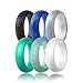 beilove Silicone Wedding Ring for Women,Singles & 6 Pack(Sliver,White,Turquoise,Grey Black with Turquoise Glitters,Turquoise Glitter,Sapphire Blue,Size 6)