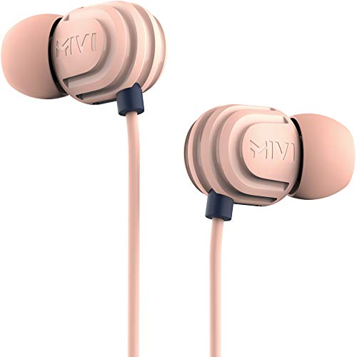 Mivi Rock and Roll W1 Wired Earphones with HD Sound and Powerful Bass with Mic-Champagne Pink