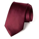 Spring Notion Men's Solid Color Satin Microfiber Tie, Regular Burgundy
