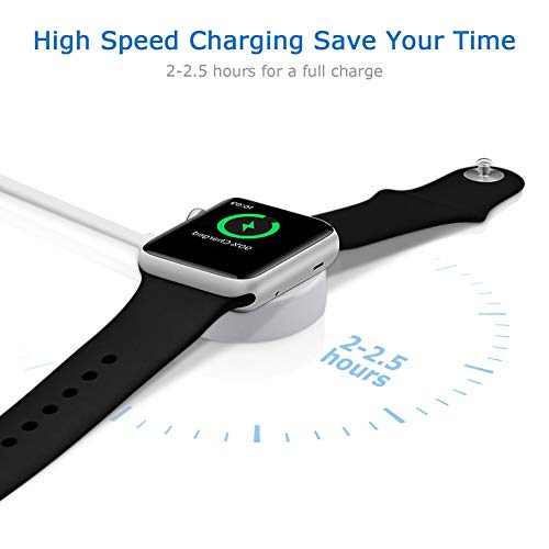 Smart Watch Charger, HACI for Apple Watch Magnetic Charging Cable Cord Wireless iWatch Portable Charger Accessories Compatible for Apple Watch Series 5/4/3/2/1 (38mm 40mm 42mm 44mm)-[3.3 FT-White] - Thumbnail 2