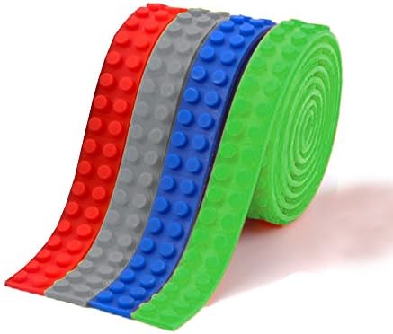 Block Tape Silicon Building Roll X 4 Compatible With Leading brands Self-Adhesive 3M Tape Easy Cut (RED GREEN BLUE GREY) Brick Tape