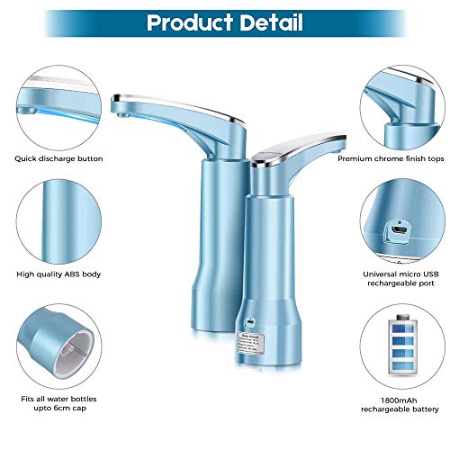 5 Gallon Water Bottle Dispenser, Portable Automatic Drinking Water Jug Dispenser Fits 1 To 5 Gallon Water Pump Usb Charging Water Dispenser for Home Kitchen and Outdoor Camping