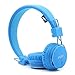 Q8 Multifunctional Foldable Wireless Headphones with Microphone, Micro SD Card Player and Built-in FM Radio -Blue