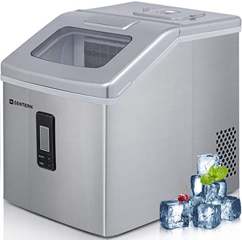 Sentern Portable Electric Clear Ice Maker Machine Stainless Steel Countertop Ice Making Machine 48 lbs Per Day, Real Clear Ice Cubes, Actual Ice, Crystal Clear Ice - HZB-18F