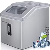 Sentern Portable Electric Clear Ice Maker Machine Stainless Steel Countertop Ice Making Machine 48 lbs Per Day, Real Clear Ice Cubes, Actual Ice, Crystal Clear Ice - HZB-18F