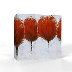 Canvas Wall Art Elegant Red Flowers Pictures Home Wall Decorations for Bedroom Living Room Paintings Canvas Prints Framed - 12x12 inches