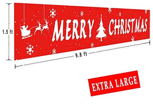 Colormoon Merry Christmas Banner with Christmas Tree Snowflake for Xmas Home Party Holiday Bunting B - //coolthings.us