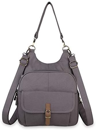 IDAILU Canvas Backpack Purse for Women Convertible Shoulder Crossbody Bag With 3 Removable Straps