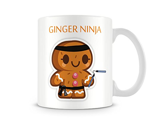 Behind The Glass - Gingerbread Ninja - Printed Funny Mug - Great Gift/Present Idea, Ceramic, 11fl.oz.