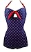 Cocoship 50s Retro Polka Dot Black Navy BLue Vintage One Piece Monokinis Halter Swimsuit(FBA)