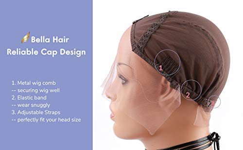 [Upgraded] Bella Hair Breathable Lace Front Wig Cap with Adjustable Straps and Combs for Black Women Sewing Wigs, Dark Brown Medium Size - Thumbnail 3