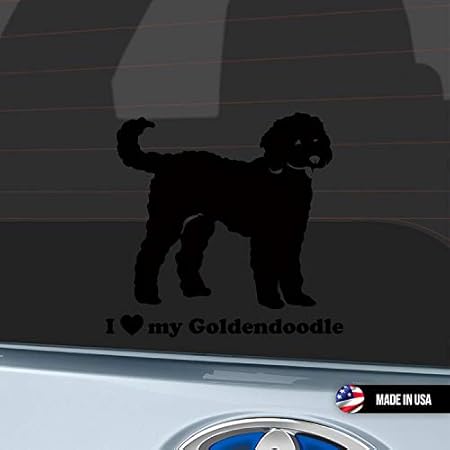 Amazon I Love My Goldendoodle ステッカー デカール 車用 ゴールデン ドゥードル レトリバー プードルミックス 犬 わんこ Doodle Black 車 バイク 車 バイク
