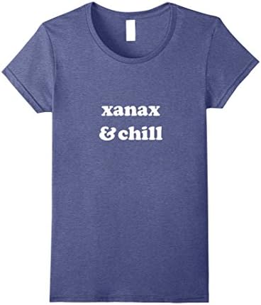 Womens Xanax &amp; Chill T-shirt Tee Large Heather Blue