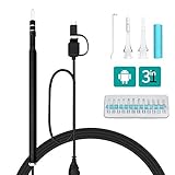 Ear Cleaning Endoscope,3 in 1 Borescope Inspection Ear Wax Remover Tool 1.3Megapixels HD Waterproof Camera with 6 Adjustable LED Light,Endoscope Ear Pick Spoon for OTG Android Micro USB PC