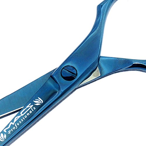 Macs Professional Barber Razors Edge Hair Cutting Shears Barber Scissors 5.5" Blue Titanium Macs-2038