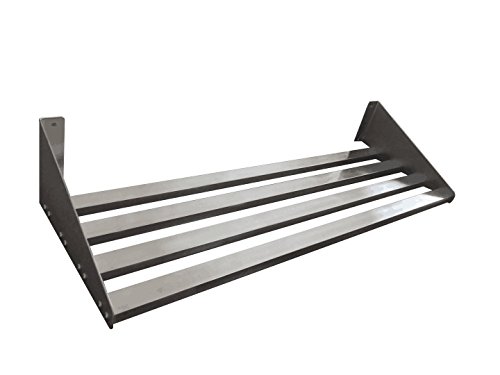 Mecete 304 Stainless Steel Standard Wall Shelf, Cookware Storage Organizer, Kitchen Wall Pot Pan Rack,With 6 Hooks, Capacity 200 lb (23.5