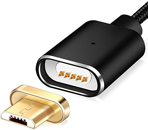 Magnet usb cable 3.3 FT Nylon Braided Micro USB magnetic charging cable and Data Transfer Cable for Android Phone and Tablets (Black)