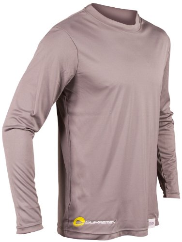 SUPreme Men's UV Shield - Long Sleeve Rash Guard Top, Smoke, Small - Standup Paddleboarding, Swimming, & Water Sports