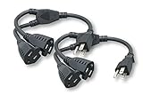 Cablelera ZADA36PQ-Y-P2 Power Cord Extension & Splitter, NEMA 5-15P to NEMA 5-15R x 2, 13A, 125V (Black)