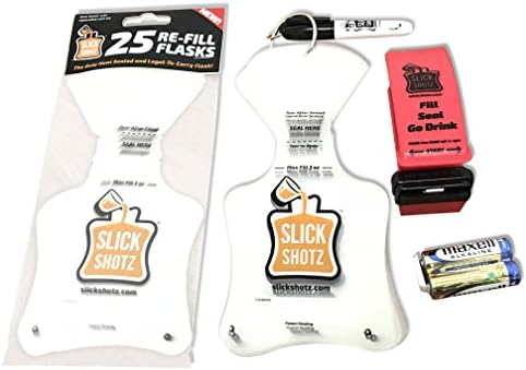 Concealable Flask for Liquor Clear, Sneak Alcohol Anywhere with Slick Shotz. Also come comes with Extra 25 Flask Refill Pack for Slick shot kits