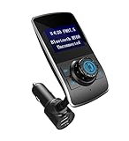 Bluetooth FM Transmitter for Car, Wireless in-Car FM Radio Adapter Car Charger with Dual USB Ports Handsfree Call | AUX Input | HD 3-Modes Music Play| Support TF Card/SD Reader | LCD Display NETVIP