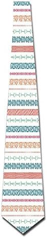 WuLion Hand Drawn Geometric Ethnic Pattern Tribal Native Illustration Aztec Print Men's Classic Silk Wide Tie Necktie (8 CM)