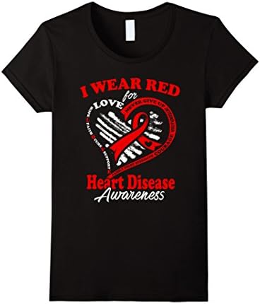 Women's Heart Disease Awareness Shirt - I Wear Red For My Hero Large Black