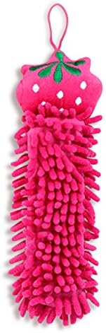 Wow Kitchen - Adorable Hanging Kids Hand Towels, Fingertip Towels, Soft Chenille Microfiber, Strawberry