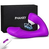 Clitoral Sucking Vibrator，G Spot Vibrating Realistic Dildo 2 in 1 Vibrators Clitoris & G-Spot Stimulator with 9 Suction & Vibration Modes Waterproof, Rechargeable (Purple)