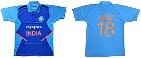 HeadTurners 2019 Virat Kohli Indian Cricket Team Jersey T-Shirt for Kids, Boys and Men- Blue