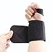 SanQiQi 1 Pair Wrist Wraps 20'' with Thumb Loops, a Bonus-1 Pair Knee Straps, for Powerlifting, Bodybuilding, Cross Training, Weightlifting, Yoga, Support for Men & Women (Black)