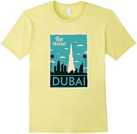 Men's Skyline of Dubai in Retro Postcard Style T-shirt 2XL Lemon