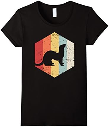 Womens Retro Ferret T-Shirt Medium Black