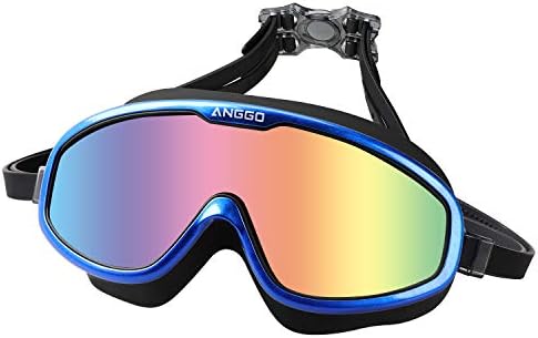 ANGGO Swim Goggles, 180° Vision UV Protection Anti-Fog Lens Diving Mask with Soft Silicone Gasket Snug Leak-Free Fit for Adult Youth Kids