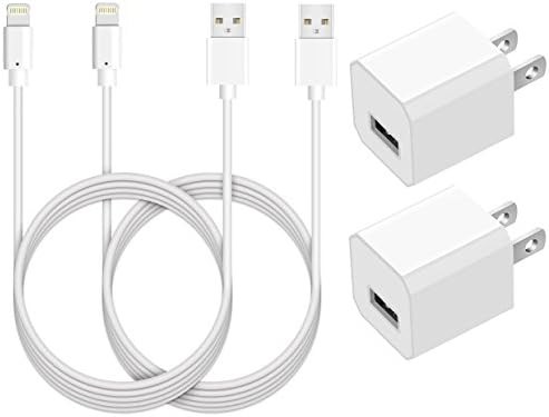 Certified iTech Gadgets USB 5W 1A Universal Travel Power Wall Charger with [Heavy Duty] 3 FEET/ 1 METER Lightning to USB Cable (2 Pack)