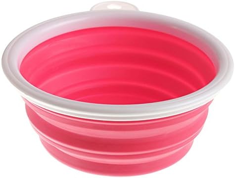 ghfashion Useful Feeding Bowl Dog Cat Water Dish Feeder Portable Collapsible Folding Travel Pet (1Pcs) Pink