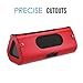 MoKo Carrying Case for OontZ Angle 3XL, Portable Speaker Cover PU Leather Protective Bag Sleeve Skins, with Holding Strap & Carabiner, Red