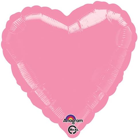 Anagram Heart-Metallic Pink Foil Balloon, 18"