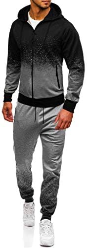 Men's Tracksuit Long Sleeve Full-Zip Print Sweatsuit Running Sports Jacket and Pants