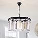 Maxax Modern Contemporary Crystal Chandeliers, 5 Lights Adjustable Hanging Pendant 2-Tier, Chandeliers Ceiling Light Fixture, E12 Base, for Dining Room, Living Room, Bedroom, Girls Room, Black