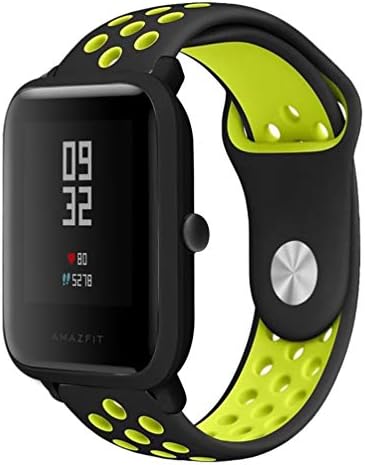Huami Amazfit Bip Band Reakle Silicone Smart Watch Replacement Strap for Huami Amazfit Bip/Samaung Gear Sport Smart Watch (Black+Yellow)