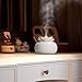 Decor Essential Oil Diffuser Cute Lotus, Mini Ceramic Home Humidifiers Aromatherapy Difuser 200mL 12Hours, Air Purifier Freshener for Office Bedroom Yoga Spa Baby (White)